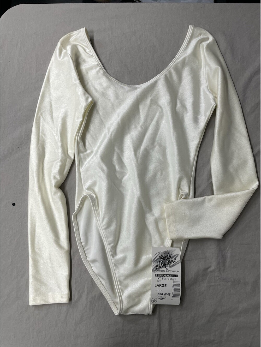 Body Wrappers Long Sleeve Leotard White Size Large